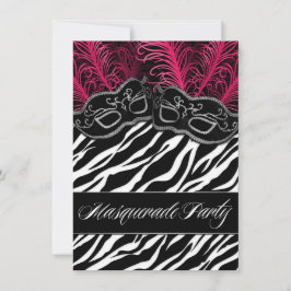 Inbjudningar från Shock rosa Zebra Masquerad-Boll-