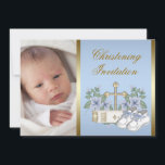 Inbjudningar om fotoanpassning för Blue Guld Pojke<br><div class="desc">Inbjudningar till fotodöpning i pojke. Blådöppningar. Blådöppningar i guld. Boys-inbjudningar till fotodöpning. Blåpojkar döpta inbjudningar. Pojke-fotobaptisminbjudningar. Blåfotobaptisminbjudningar. Kristeringsinbjudningar i guld kor.</div>