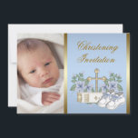 Inbjudningar om fotoanpassning för Blue Guld Pojke<br><div class="desc">Inbjudningar till fotodöpning i pojke. Blådöppningar. Blådöppningar i guld. Boys-inbjudningar till fotodöpning. Blåpojkar döpta inbjudningar. Pojke-fotobaptisminbjudningar. Blåfotobaptisminbjudningar. Kristeringsinbjudningar i guld kor.</div>