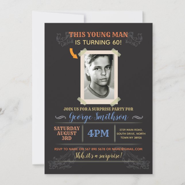 Inbjudningar om överraskning av Vintagen Stil på f (Framsida)