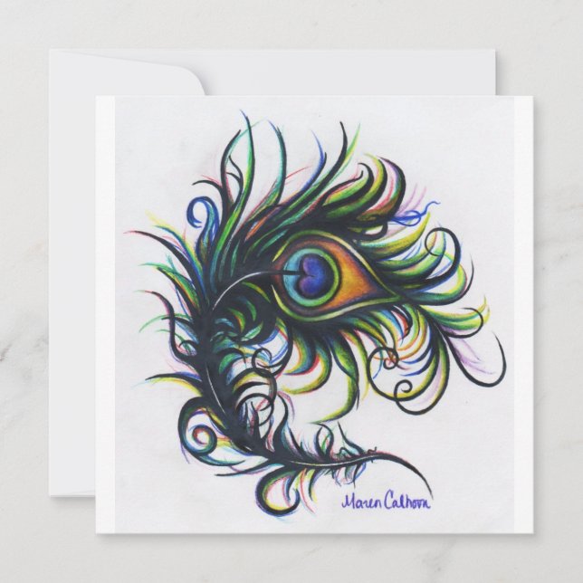 Inbjudningar om peacock Feather (Framsida)