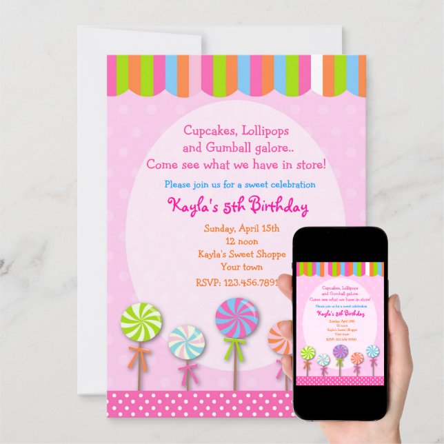 Inbjudningar på svenska Shoppe Candyland Birthday Zazzle se 