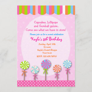 Inbjudningar på svenska Shoppe Candyland Birthday