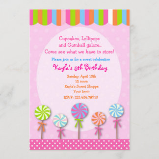 Inbjudningar på svenska Shoppe Candyland Birthday