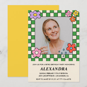 Inbjudningar till 45-årsfirande Retro Groovy Blomm