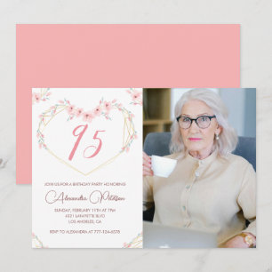Inbjudningar till 95-årsfirande Boho Blommig Foto