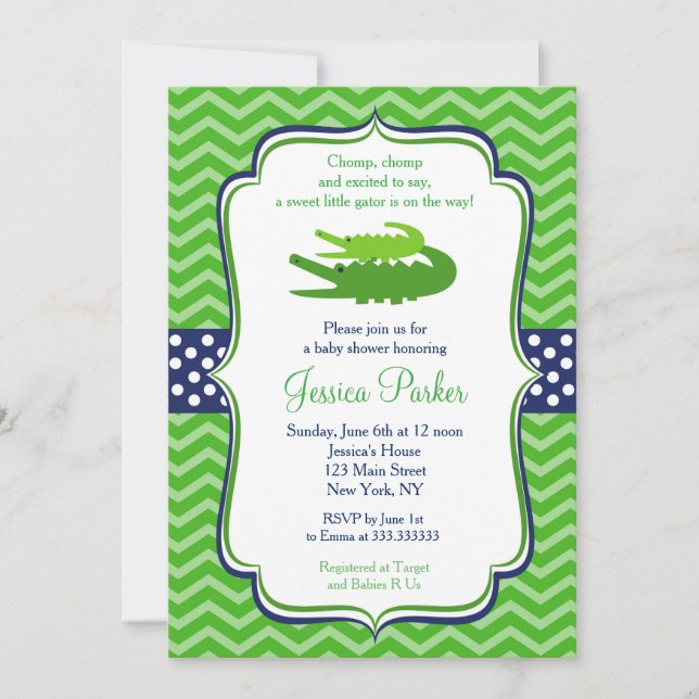 Inbjudningar till Alligator Baby Shower (Framsida)
