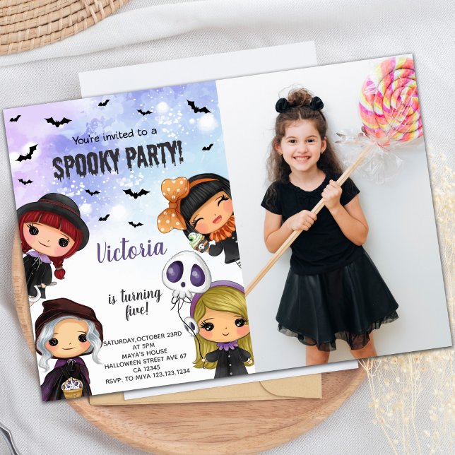 Inbjudningar till anpassadets talargrupp (Kids Halloween Birthday Invitations with photo)