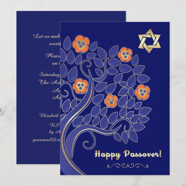 Inbjudningar till Anpassningsbar Pesover Seder (Fram/baksida)