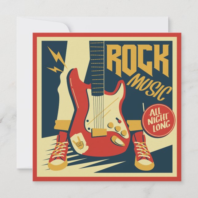 Inbjudningar till anpassningsbar text Rock musik (Framsida)