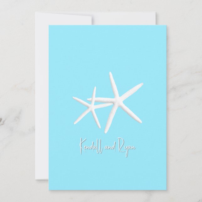 Inbjudningar till Aqua Blue Starfish Beach Wedding (Framsida)