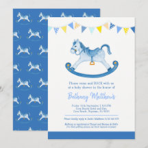 Inbjudningar till babydusblått rockande häst