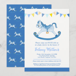 Inbjudningar till babydusblått rockande häst