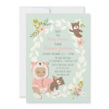 Inbjudningar till babydusch i Woodland Bear
