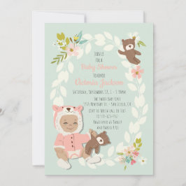 Inbjudningar till babydusch i Woodland Bear