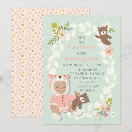 Inbjudningar till babydusch i Woodland Bear