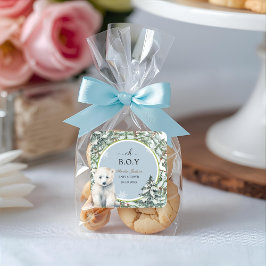 Inbjudningar till babyduschdusch under vintern fyrkantigt klistermärke