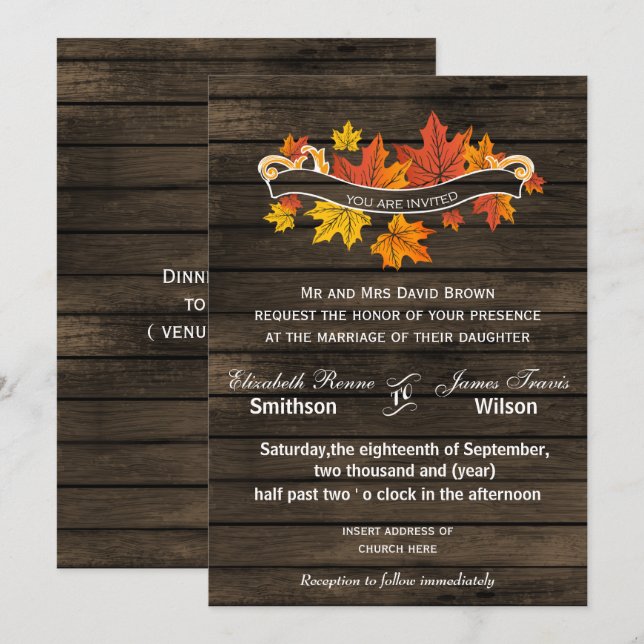 Inbjudningar till barn wood Rustic Fall-bröllop (Fram/baksida)
