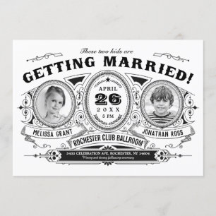 Inbjudningar till barnfotobröllop Vintage Retro