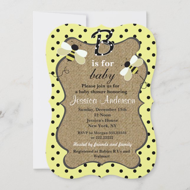 Inbjudningar till Bee Baby Shower (Framsida)