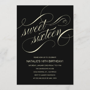 Inbjudningar till Black and Beige Sweet sixteen Pa
