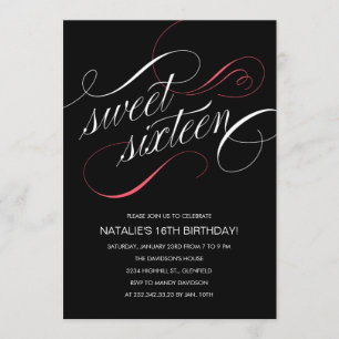 Inbjudningar till Black Designer-Sweet sixteen
