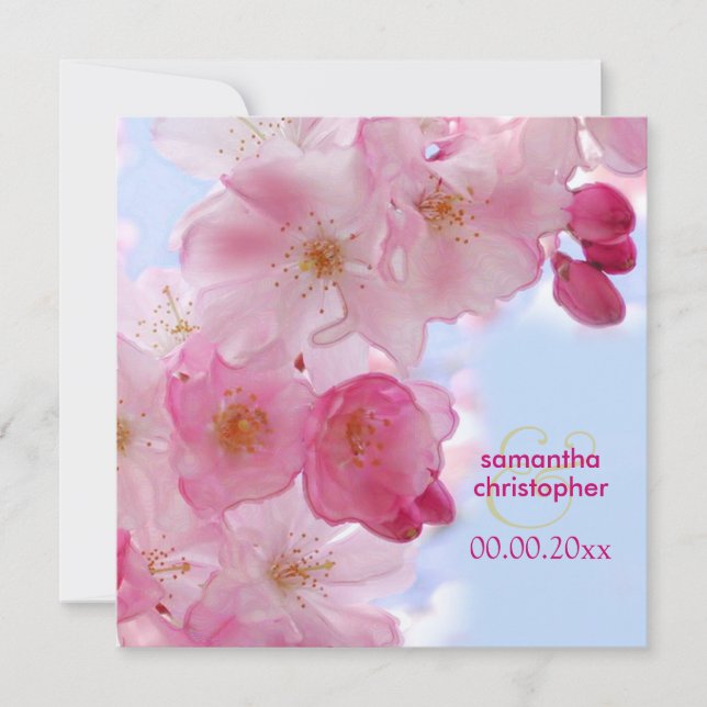Inbjudningar till blommar av körsbär/sakura-bröllo (Framsida)