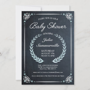 Inbjudningar till blommigt Chalkboard Baby Shower