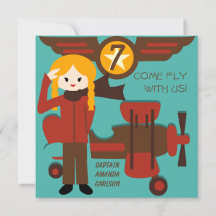Inbjudningar till Blond Girl Pilot Birthday