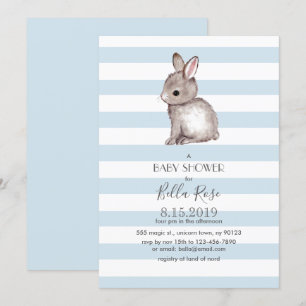 Inbjudningar till Blue grått Bunny babydusch