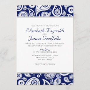 Inbjudningar till Blue Paisley Wedding