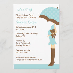 Inbjudningar till Blue Parbrella Baby Shower