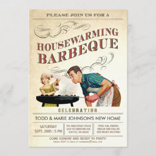 Inbjudningar till bostadsparter BBQ-Vintage