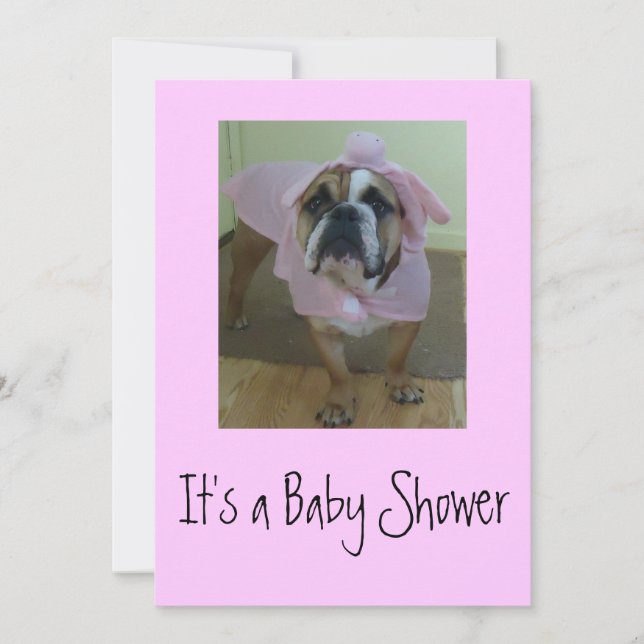 Inbjudningar till brittiska Bulldog Baby Shower (Framsida)