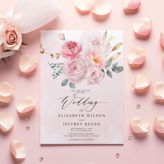  inbjudningar till bröllopsinbjudningar i Vår för  (Budget Spring Blush Floral Wedding Invitations)