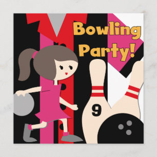 Inbjudningar till Brunette Girl Bowling Party