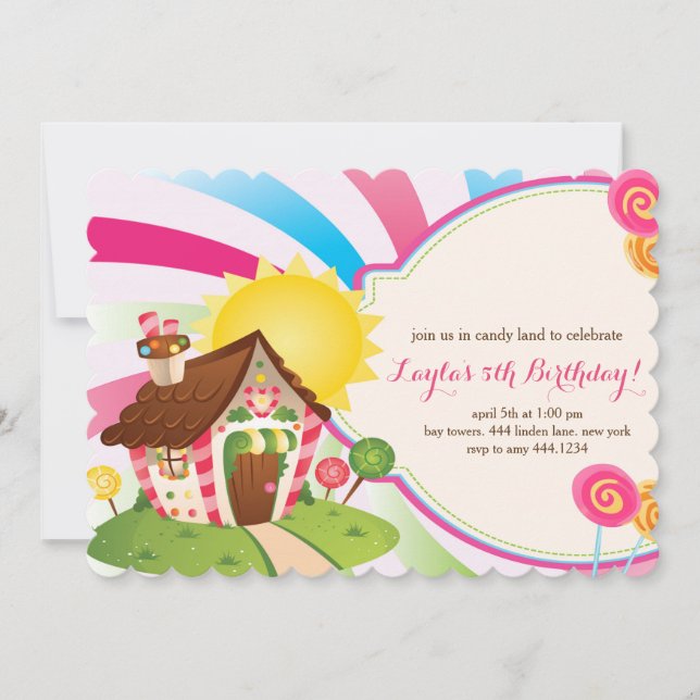 Inbjudningar till Candyland Sweet Shop Birthday (Framsida)