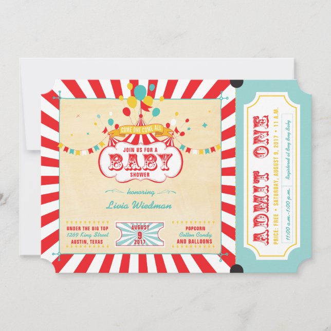Inbjudningar till Carnival Baby Shower (Framsida)