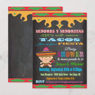 Inbjudningar till Chalkboard Mexican Fiesta Baby S
