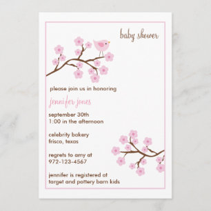 Inbjudningar till Cherry Blommar Baby Shower