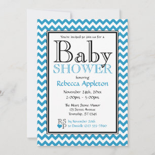 Inbjudningar till Chevron Blue & White Baby Shower