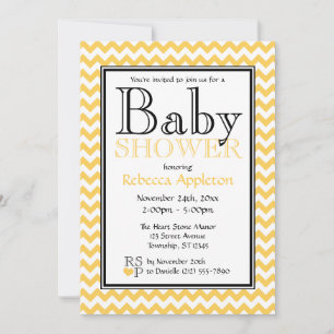 Inbjudningar till Chevron Gult och White Baby Show