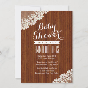 Inbjudningar till Classy Snöre Corner Wood Baby Sh