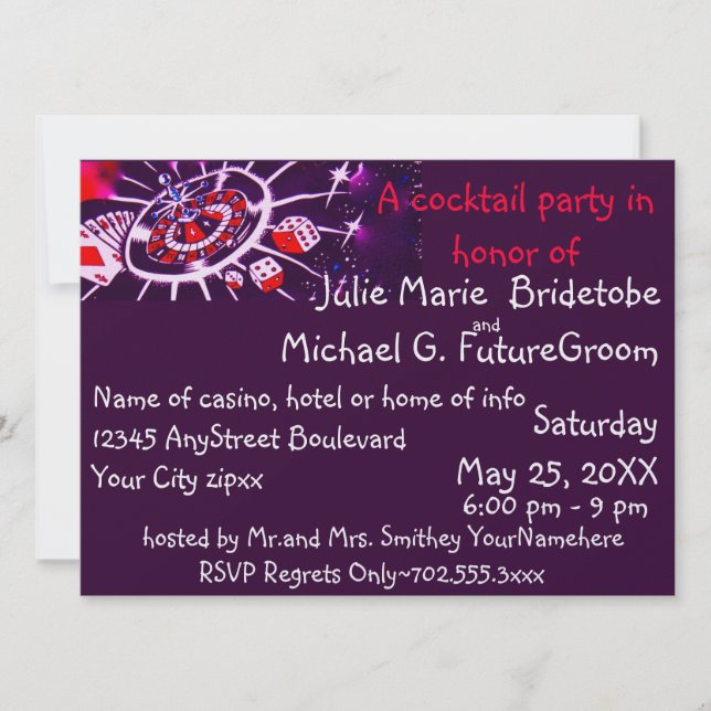 Inbjudningar till Cocktail-partiet kasino Gambling (Framsida)