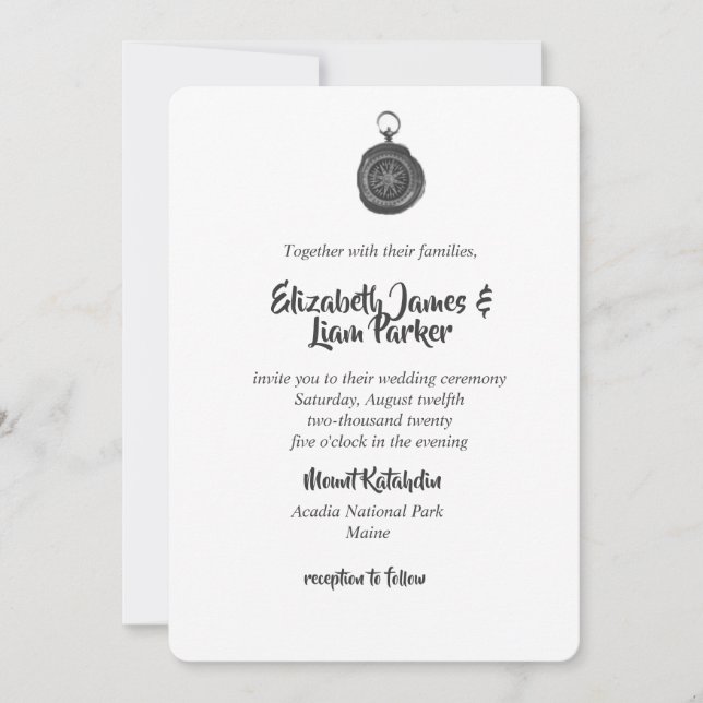 Inbjudningar till Compass Wedding (Framsida)