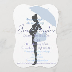 Inbjudningar till Curvy Blue Silhouette Baby Showe