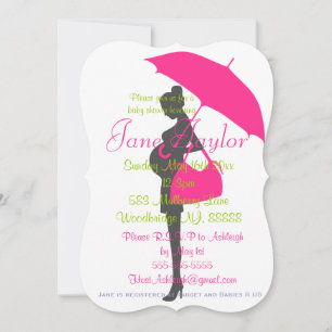 Inbjudningar till Curvy Magenta Silhouette Baby Sh