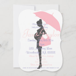 Inbjudningar till Curvy Rosa Silhouette Baby Showe