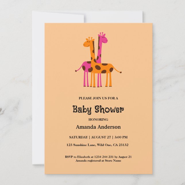 Inbjudningar till Cute Giraffe Baby Shower (Framsida)