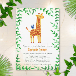 Inbjudningar till Cute Giraffe Watercolor Baby Sho